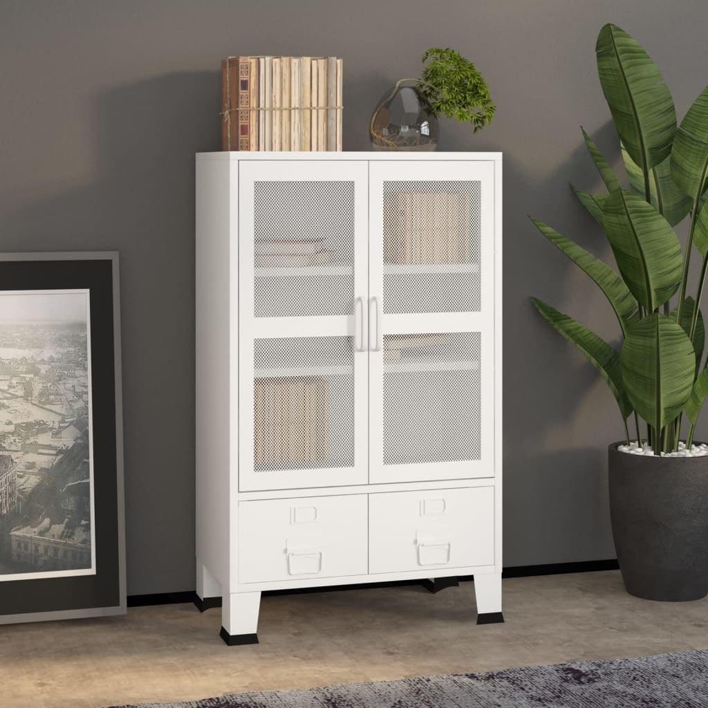 White Metal Lockable Cabinet with Adjustable Shelving