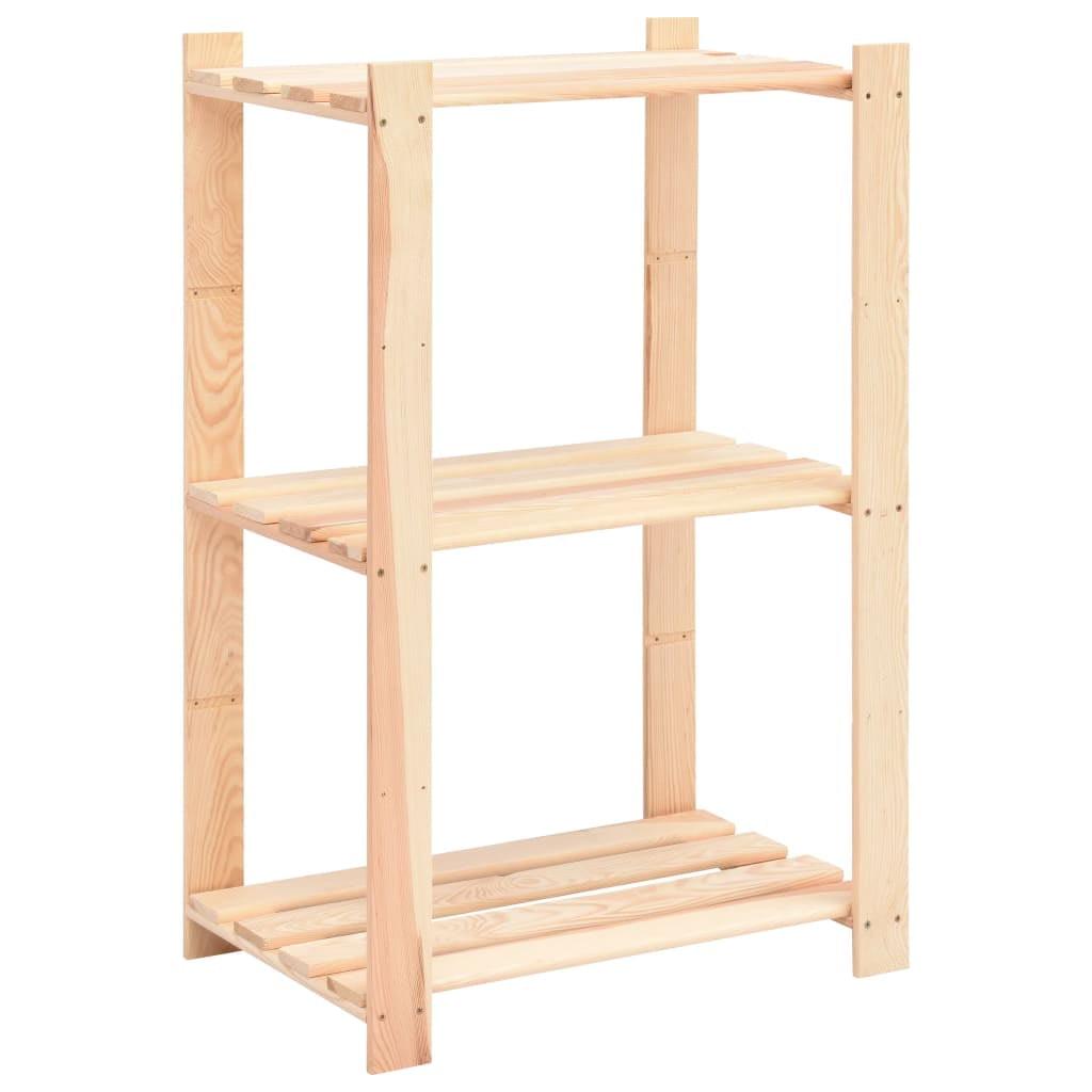 3-Tier Natural Pinewood Storage Rack for Kitchen and Garage