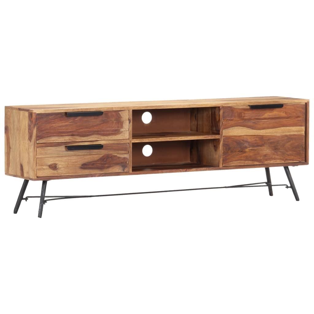 Rustic Sheesham Wood TV Cabinet with Storage 55.1"x11"x18.5"