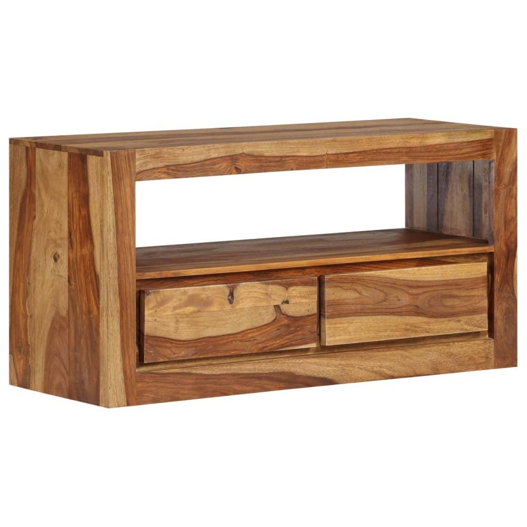 Medium Brown Sheesham Wood TV Stand with Cabinet