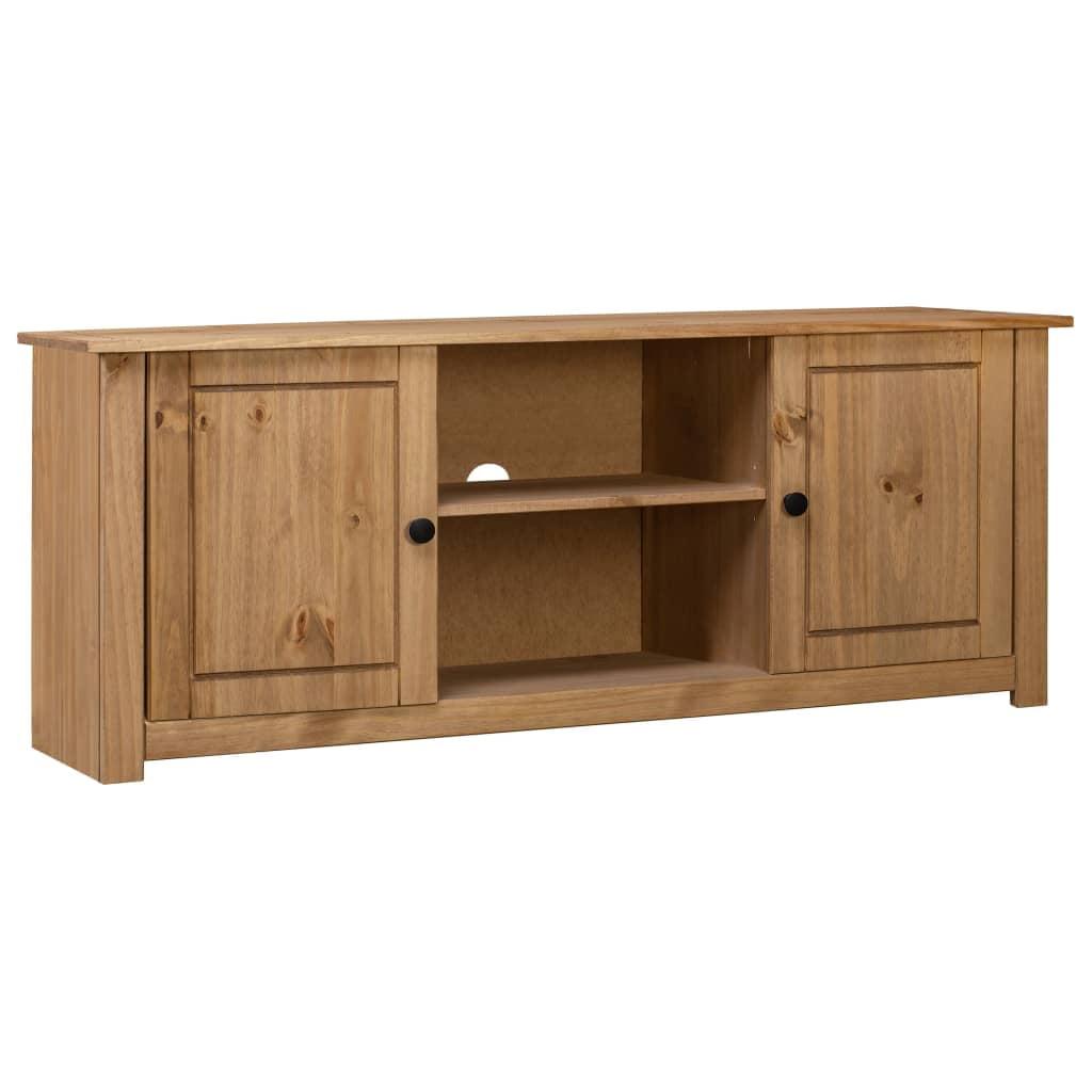 Rustic Solid Pine Wood TV Cabinet with Dual Compartments and Doors
