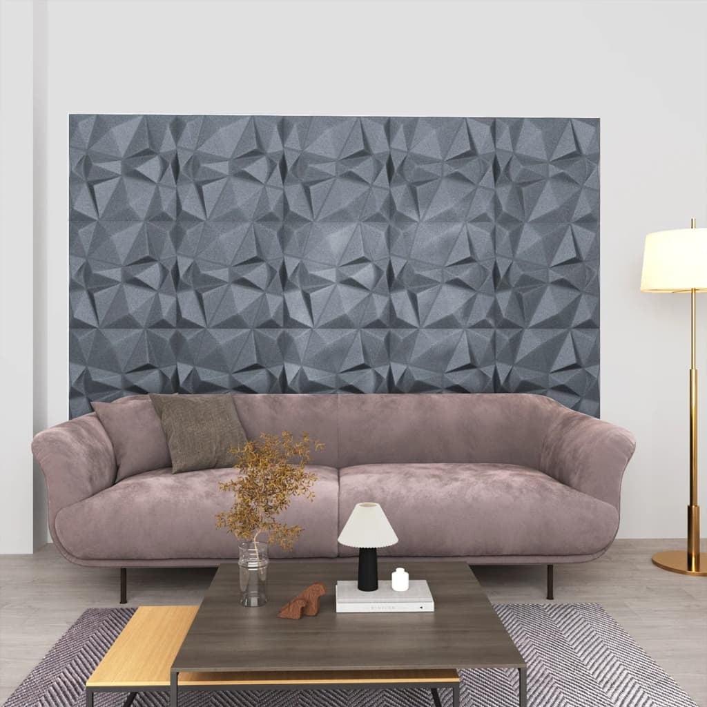 Diamond Gray 3D Textured Wall Panels 19.7" x 19.7" (24 Pack)