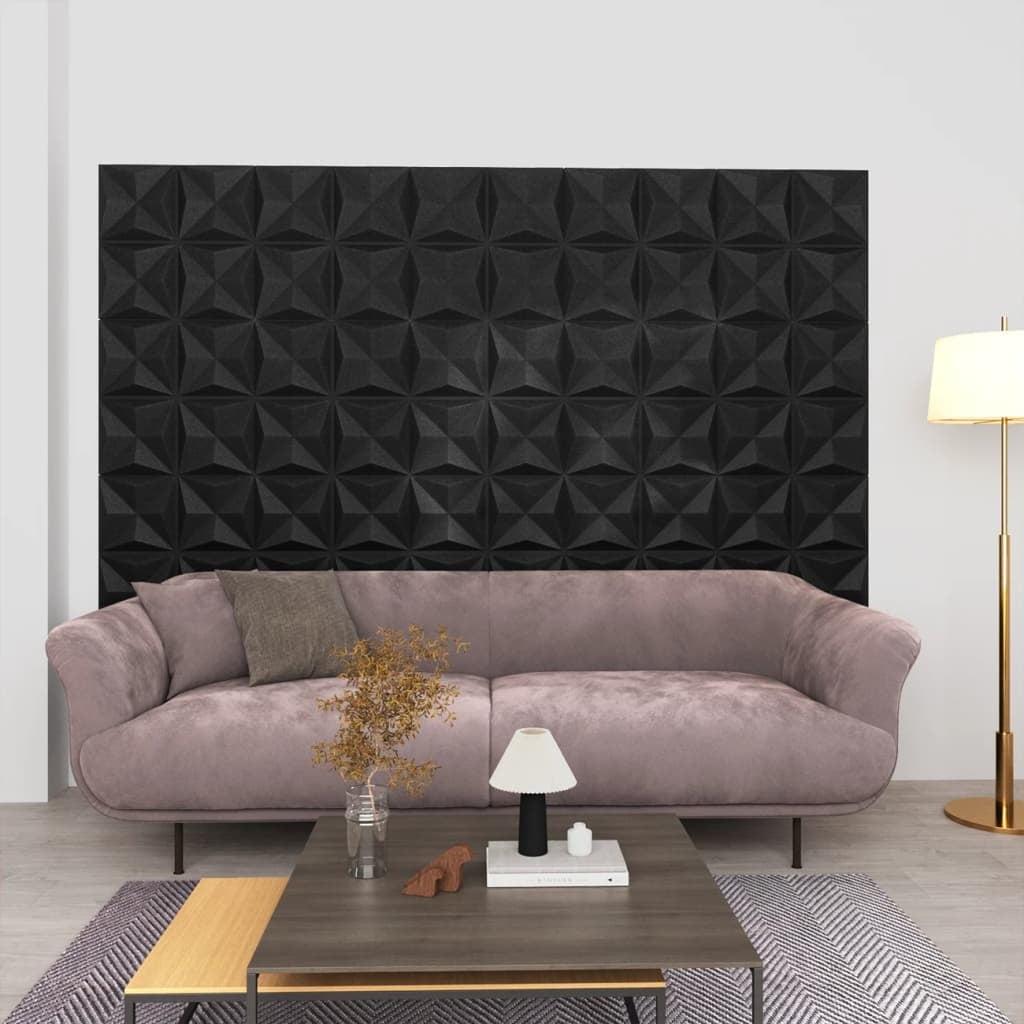 Origami Black 3D Textured Wall Panels, 19.7" x 19.7", 24 Pack