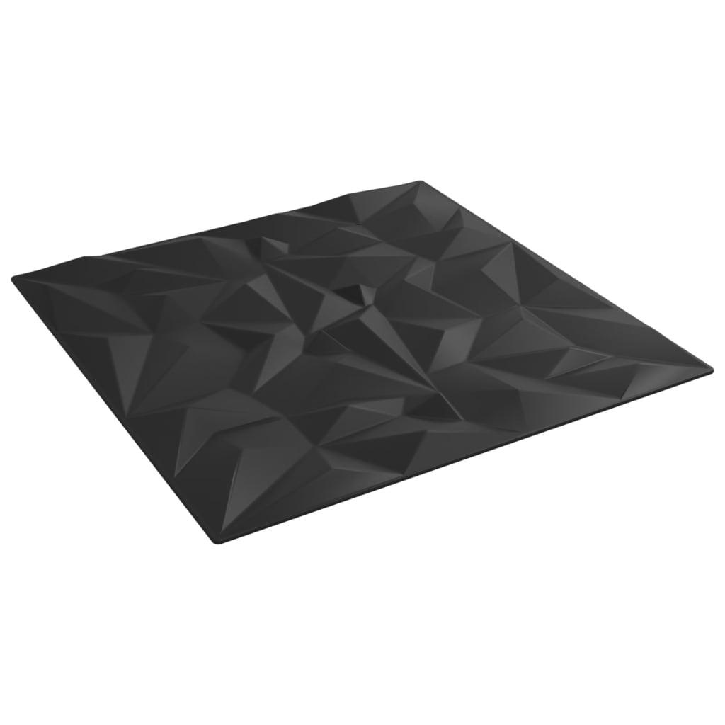 19.7" x 19.7" Diamond Black 3D Textured Wall Panels (12 Pack)