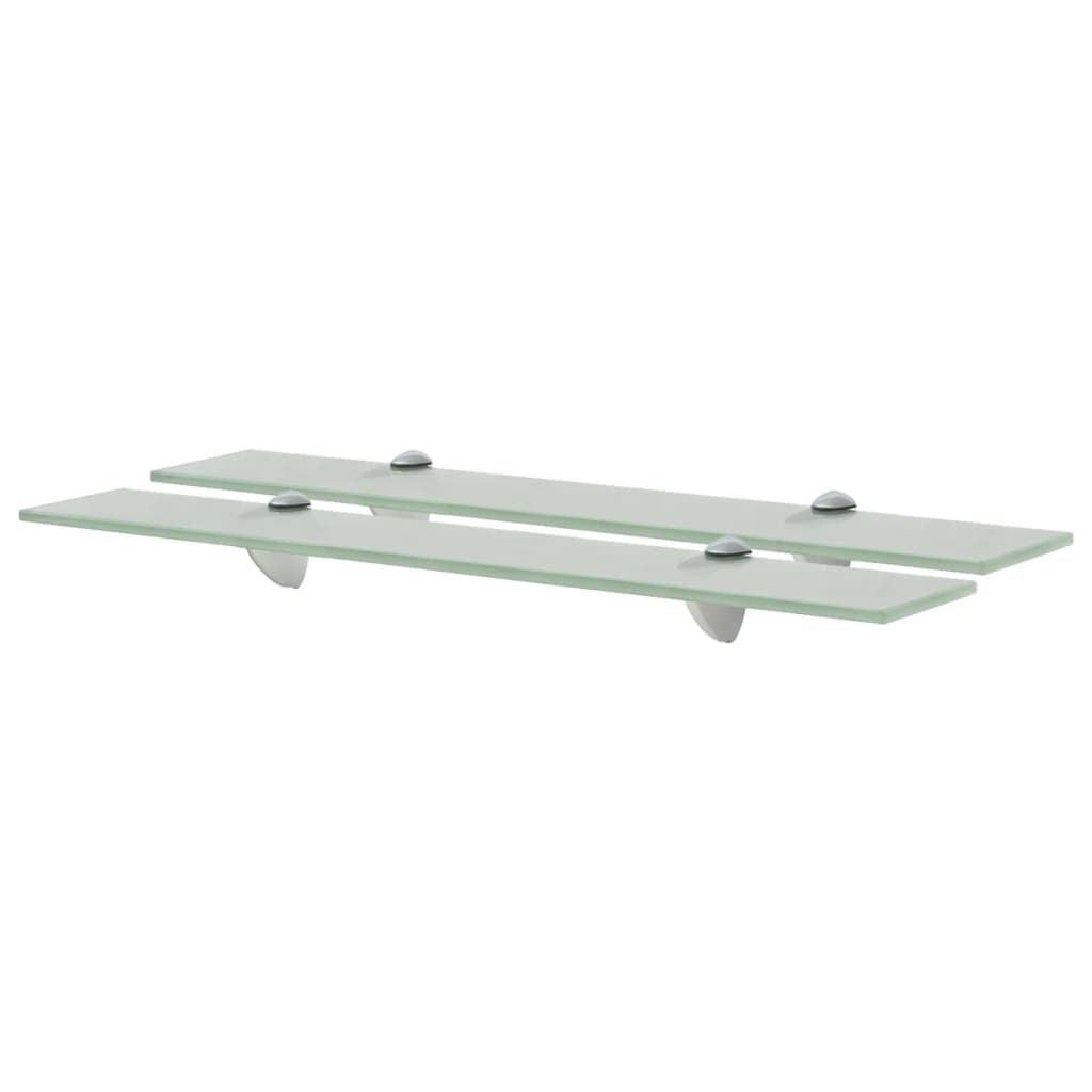 White Tempered Glass Floating Wall Shelf with Zinc Brackets