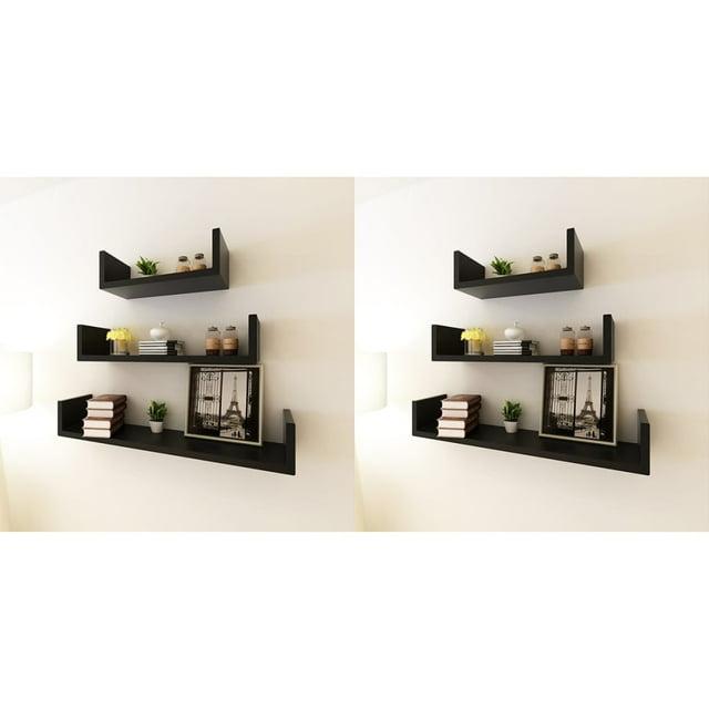 vidaXL Wall Shelves 6 pcs Black