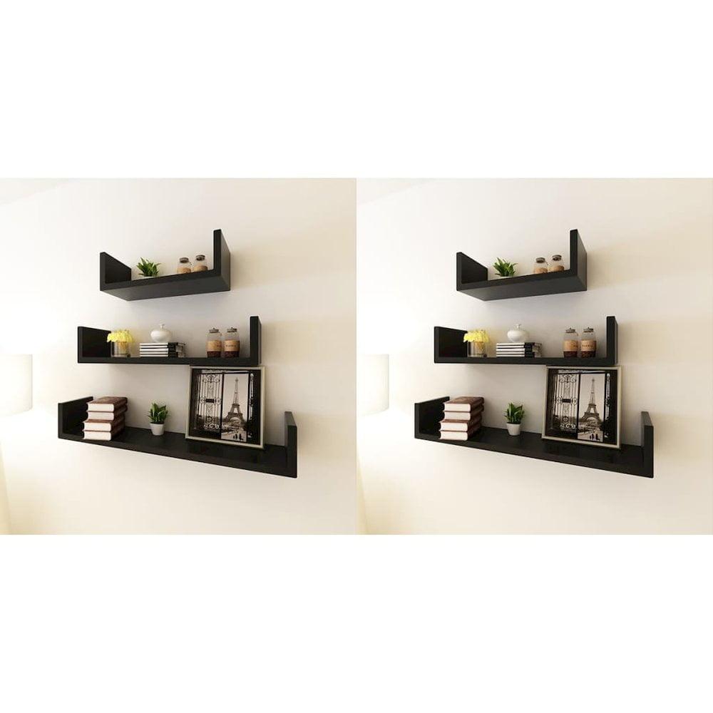 vidaXL Wall Shelves 6 pcs Black, 275989