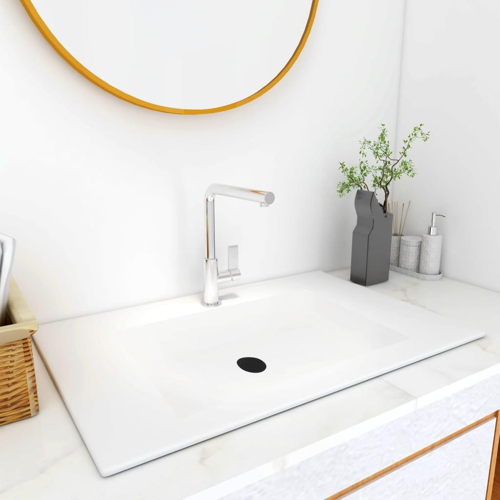 White Stone Built-in Bathroom Vanity Sink