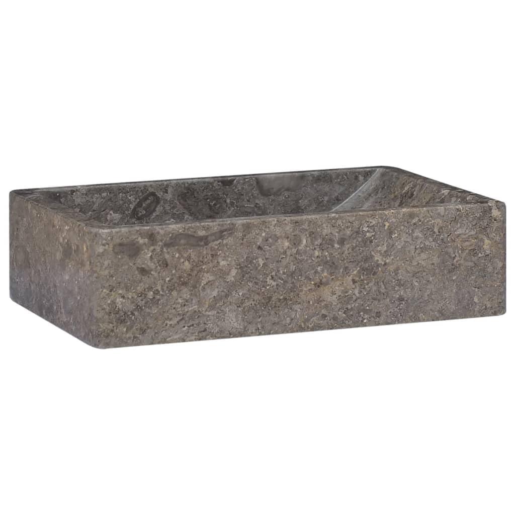 Gray Marble Rectangular Countertop Bathroom Sink