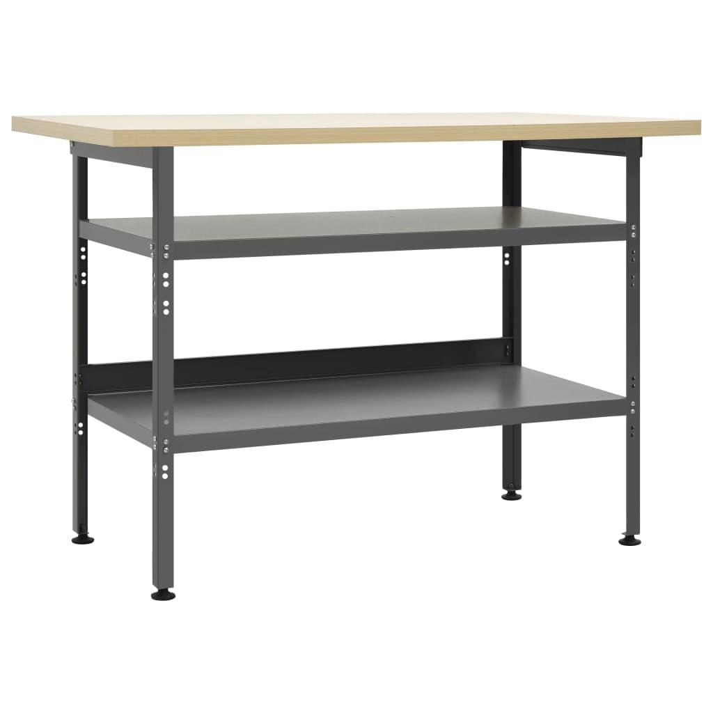 vidaXL Workbench Gray 47.2"x23.6"x33.5" Steel