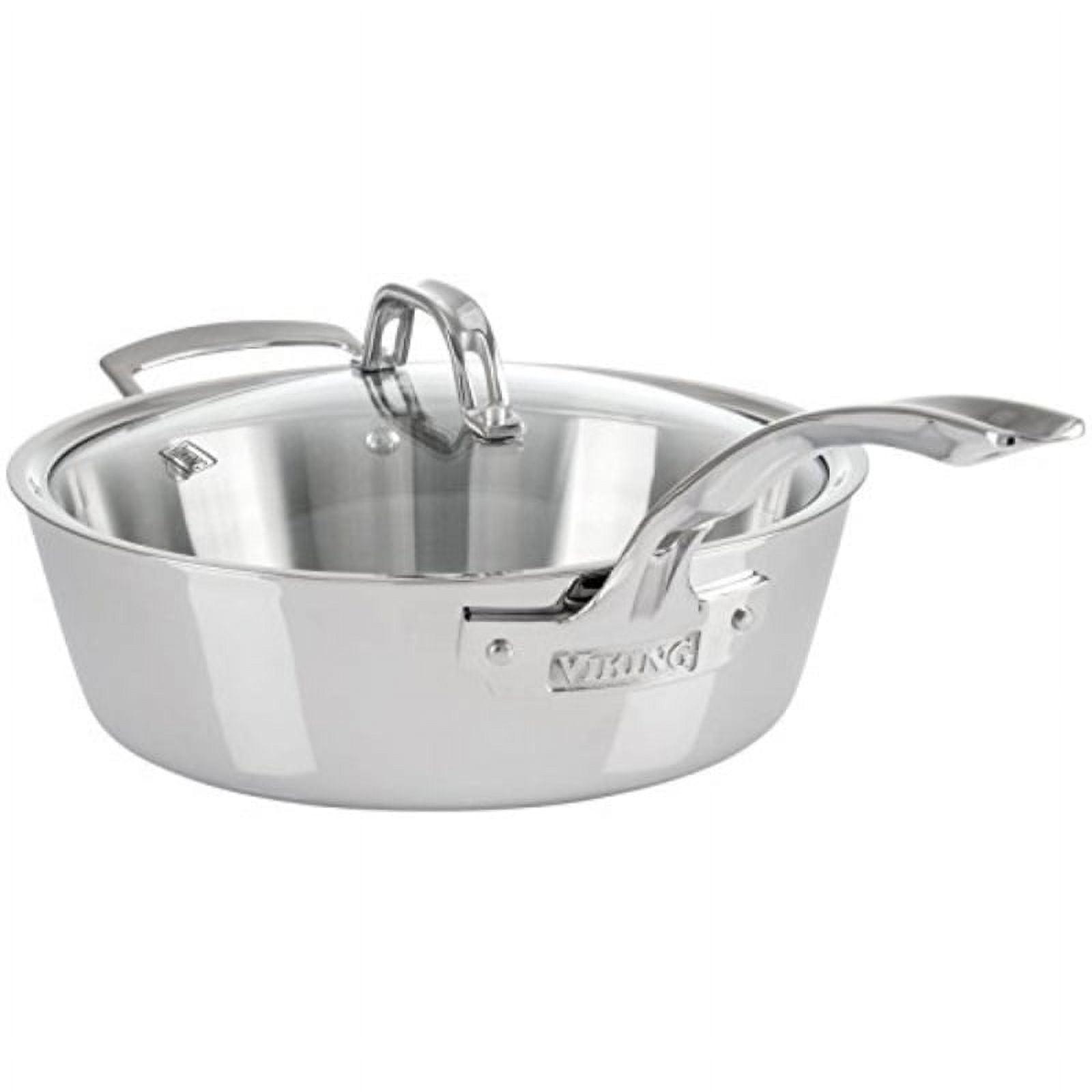 viking contemporary 3-ply stainless steel saut pan with lid, 3.6 quart