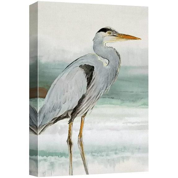 IDEA4WALL Crane Heron Bird " Pastel Beach Wave Ocean Crane Bird Nature Modern Zen Rustic "
