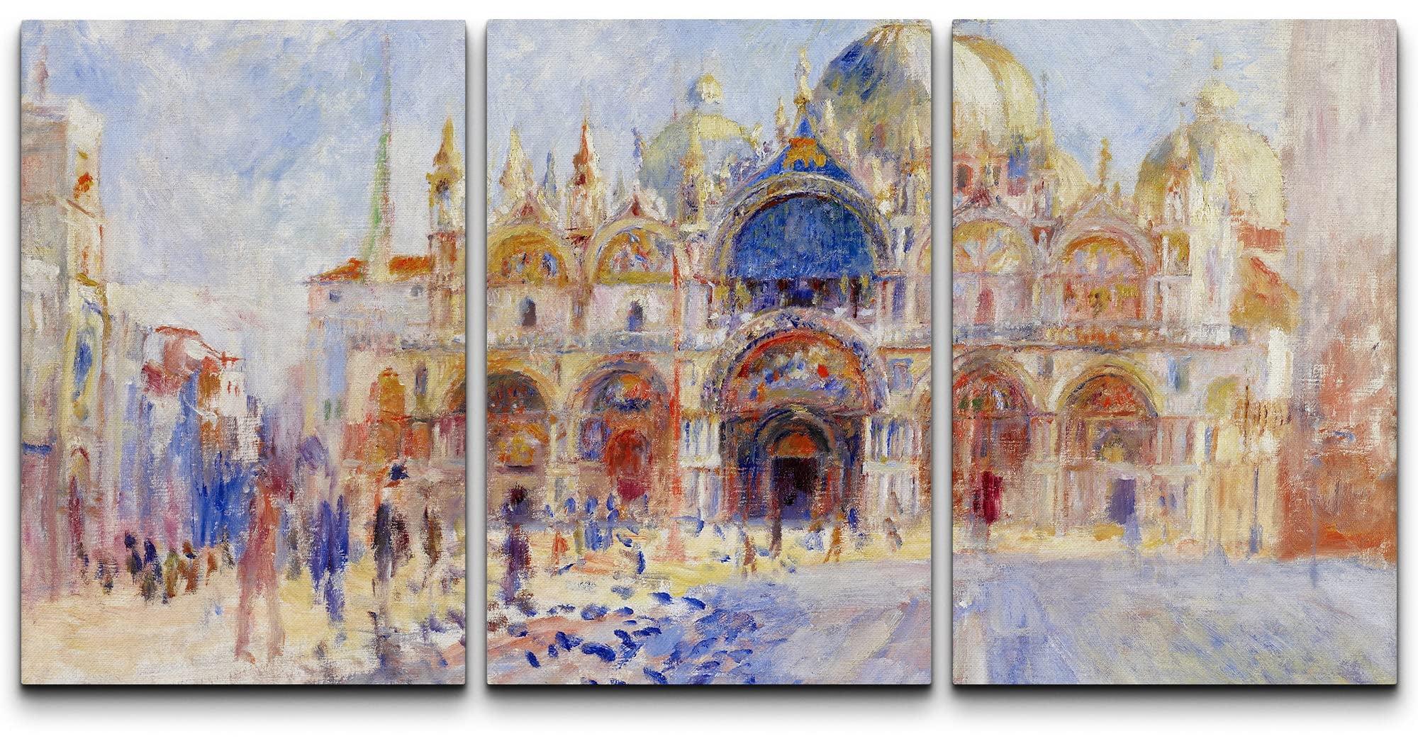 IDEA4WALL Famous Artwork " Piazza San Marco, Venice By Pierre Auguste Renoir Oil Painting Fine Art Reproduction " 3 - Pieces