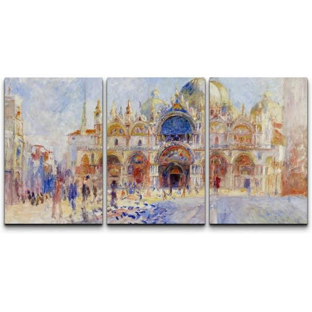 IDEA4WALL Famous Artwork " Piazza San Marco, Venice By Pierre Auguste Renoir Oil Painting Fine Art Reproduction " 3 - Pieces