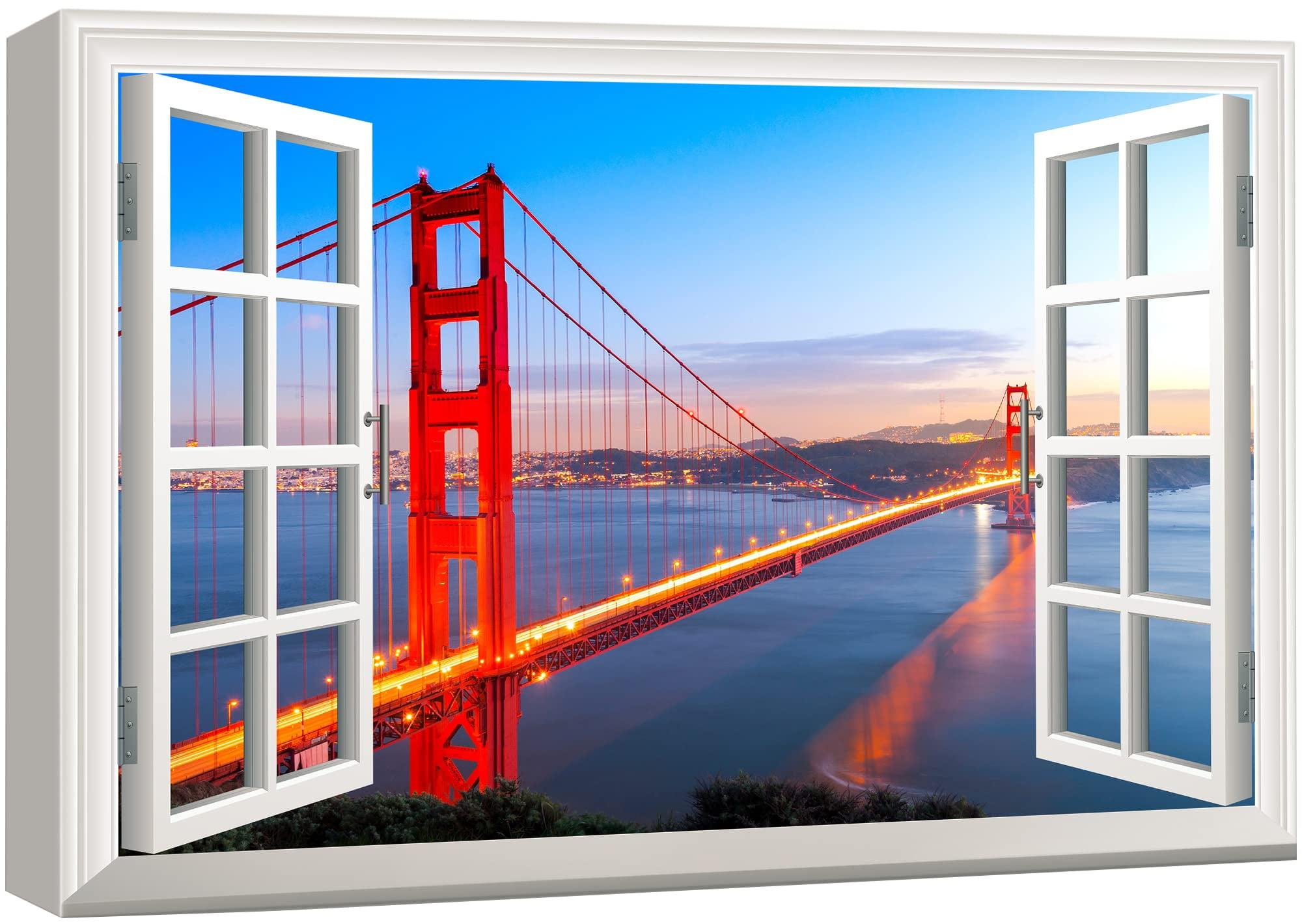 Window Scenery " Window View Landscape San Francisco Golden Gate Bridge Nature Wilderness "