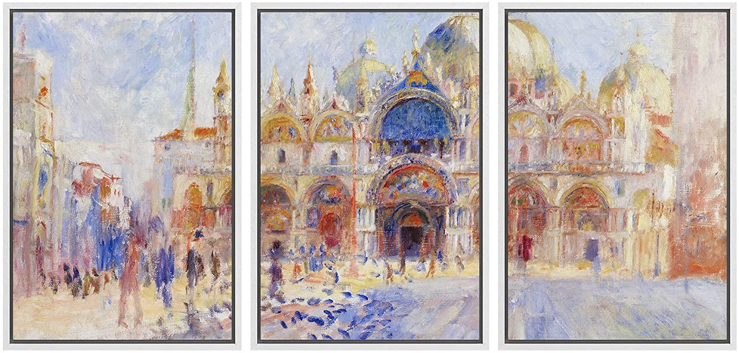 IDEA4WALL Famous Artwork " Piazza San Marco, Venice By Pierre Auguste Renoir Oil Painting Fine Art Reproduction " 3 - Pieces