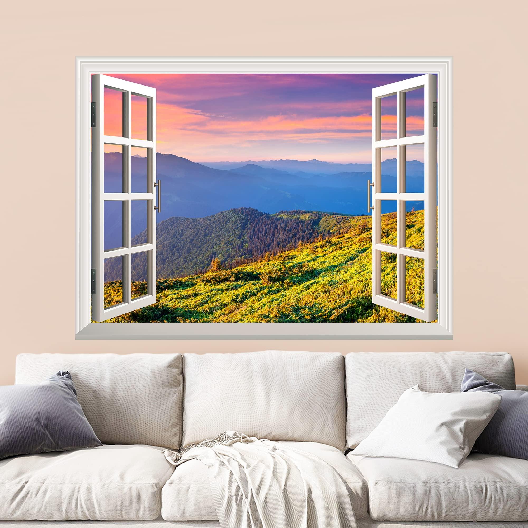 Geometric Sunrise Mountain View Removable Wall Sticker