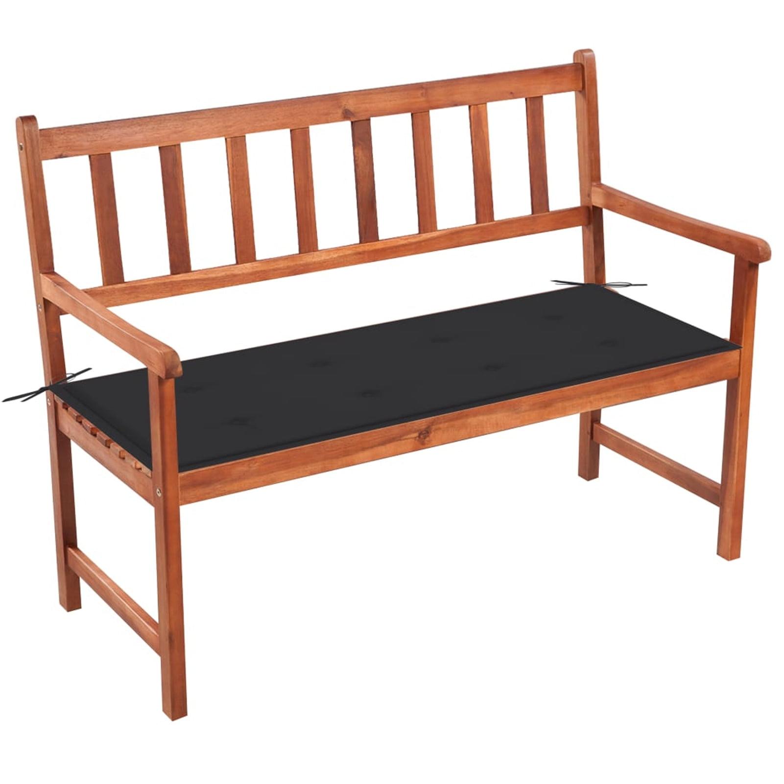 Rustic Charm Solid Acacia Wood Patio Bench with Anthracite Cushion