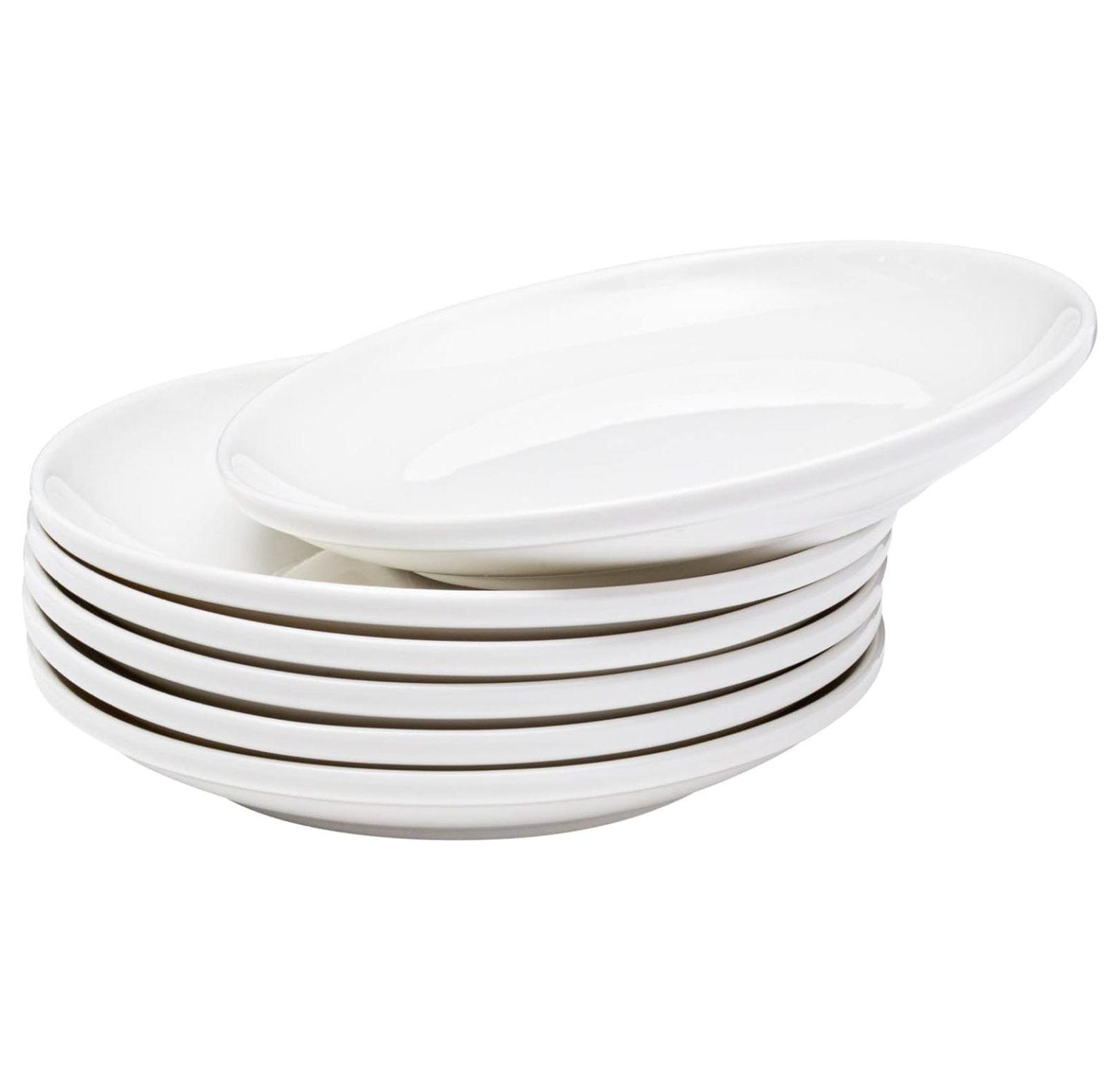 White Porcelain 7-Inch Stackable Dessert Plates, Set of 6