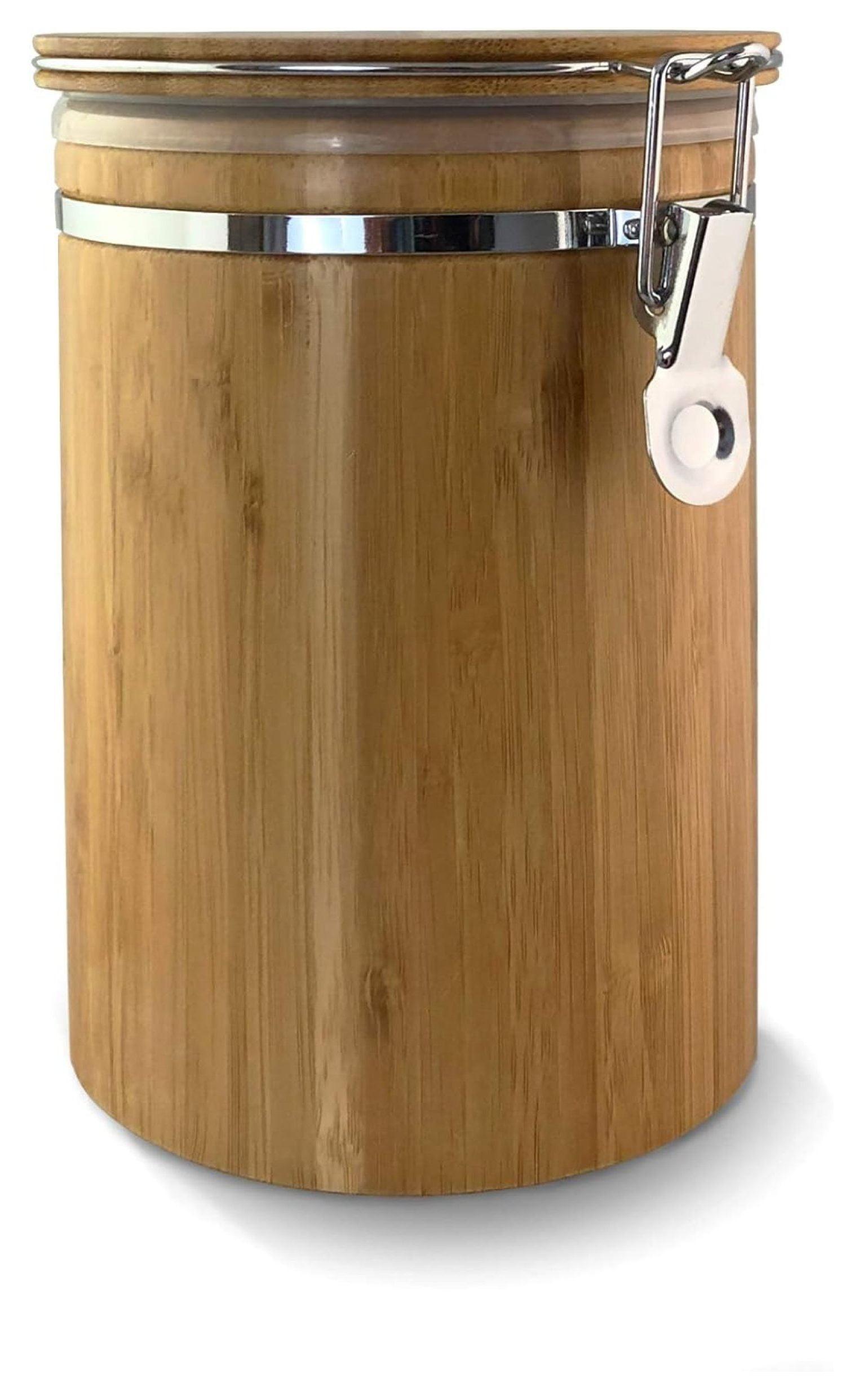 Large Natural Bamboo Airtight Food Storage Canister with Twist Lock Lid