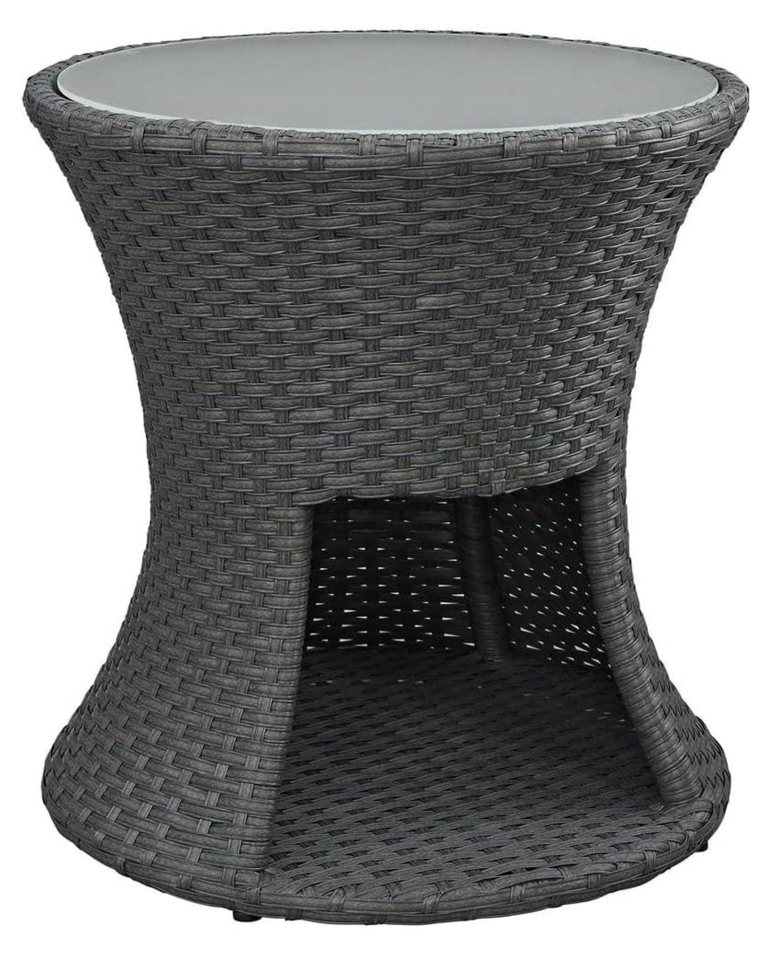 Sojourn Round Chocolate Wicker Rattan Outdoor Patio Side Table