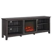 Essential 70" Rustic Farmhouse Electric Fireplace Wood TV Stand - Charcoal