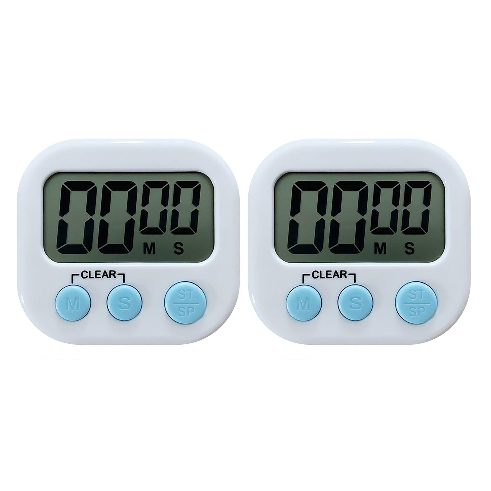 White Digital Kitchen Timer with Big Digits and Loud Alarm