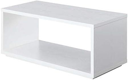 Simplistic White Rectangular Coffee Table with Open Shelf