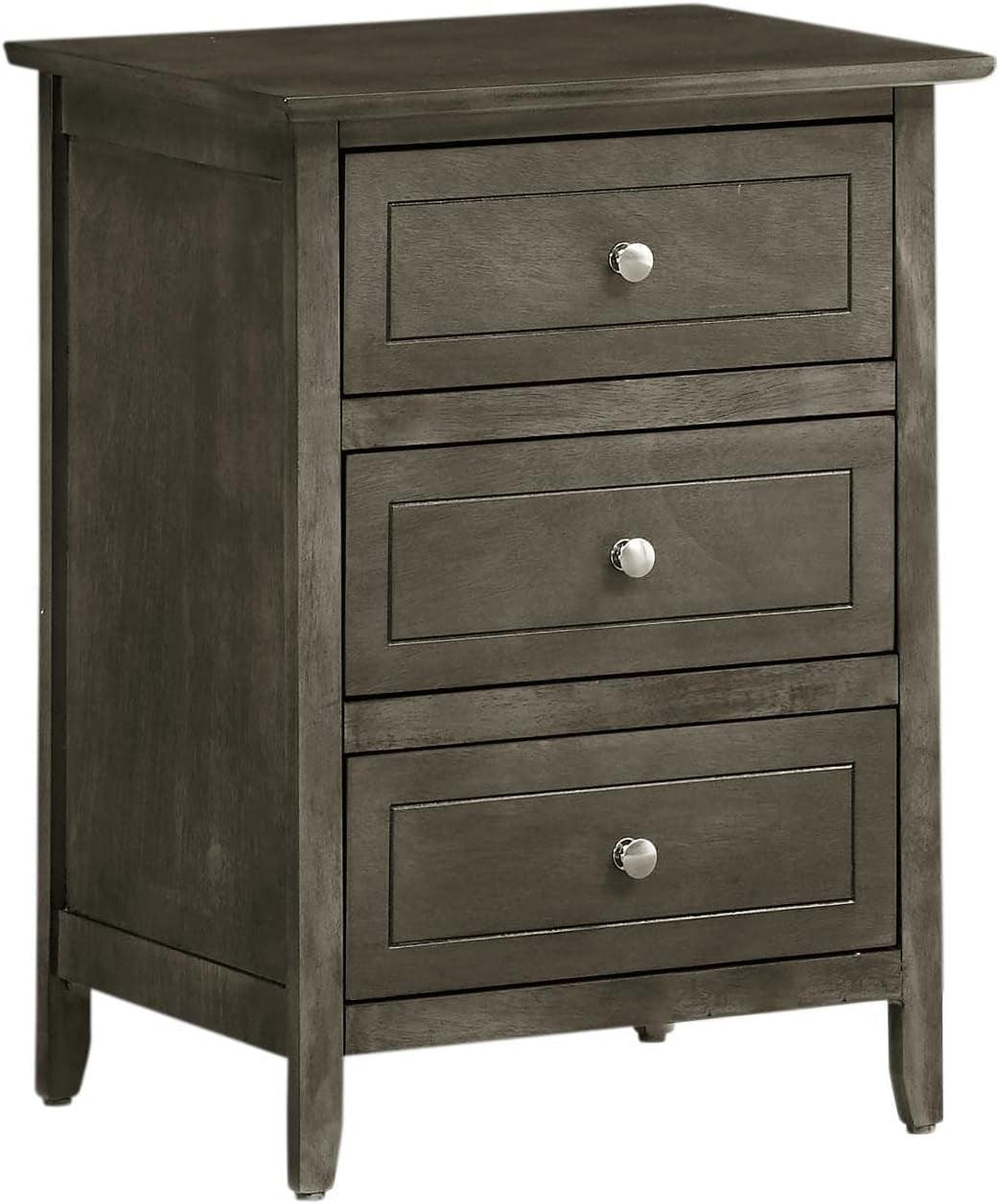 Gray Particle Board 3-Drawer Nightstand for Bedroom