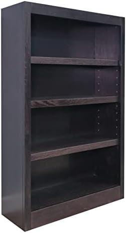 Concepts in Wood  Single Wide Bookcase, 4 Shelves Espresso Espresso Finish