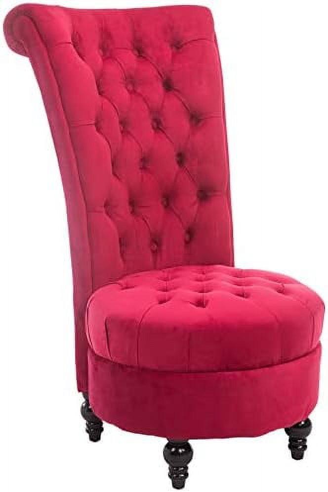 Crimson Red Velvet High Back Tufted Side Chair