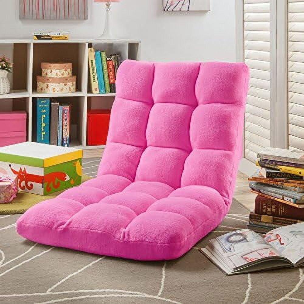Blush Pink Microplush Metal Frame Convertible Recliner Chair