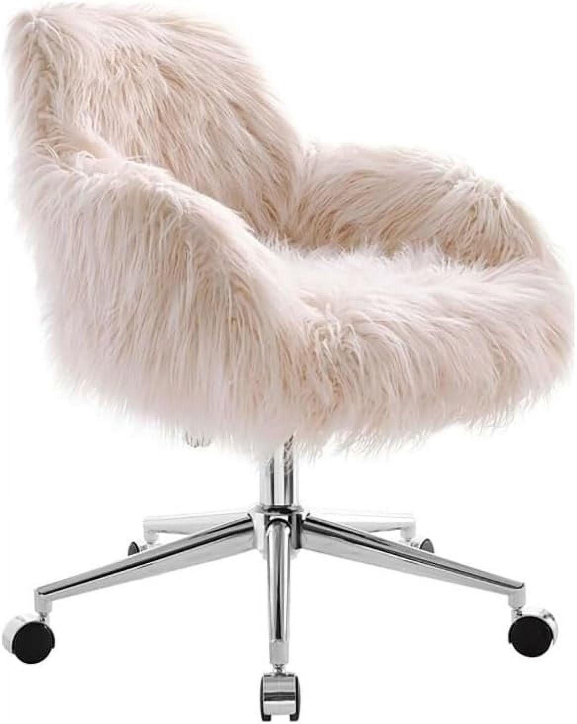 Fiona Glam Pink Faux Fur & Chrome Swivel Office Chair