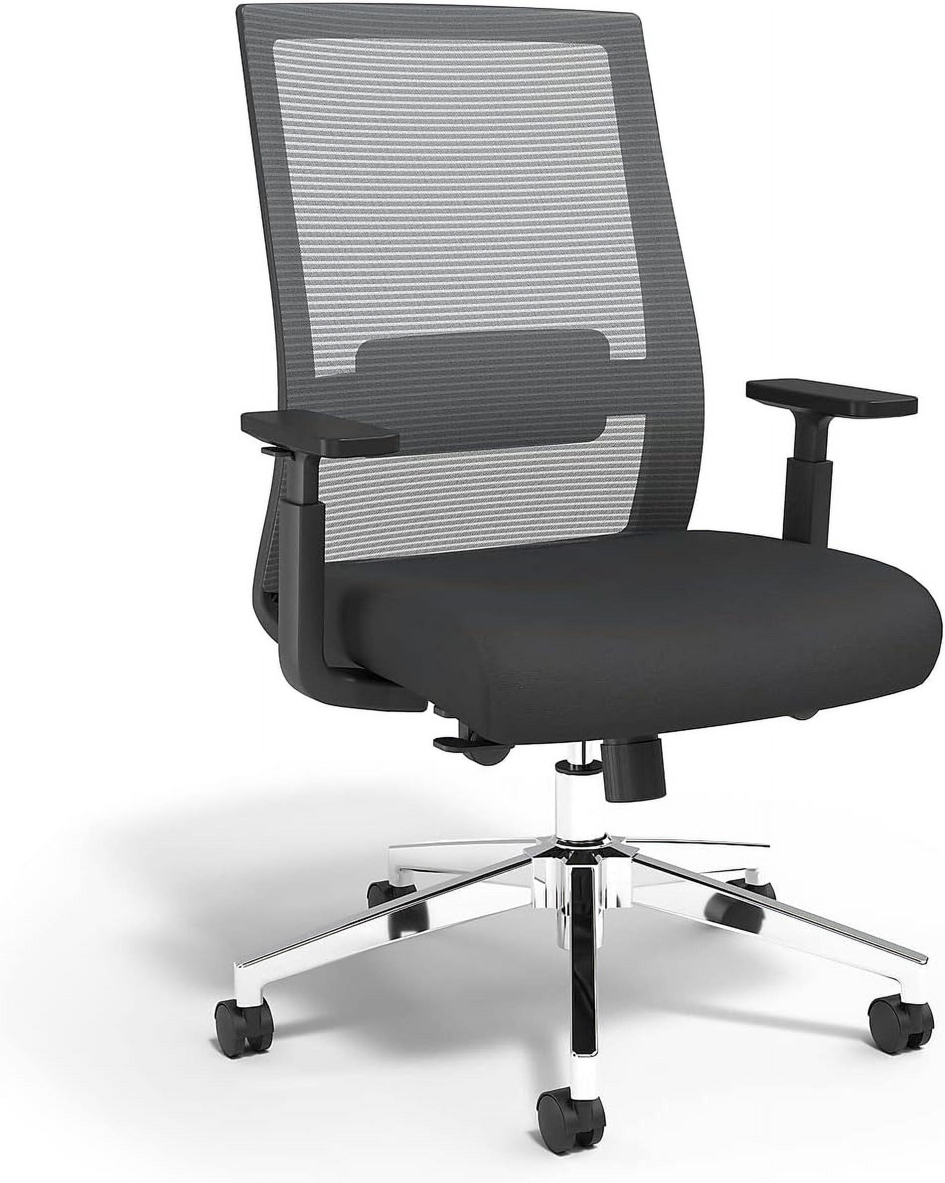 Black Mesh and Fabric Ergonomic Task Chair with Adjustable Arms