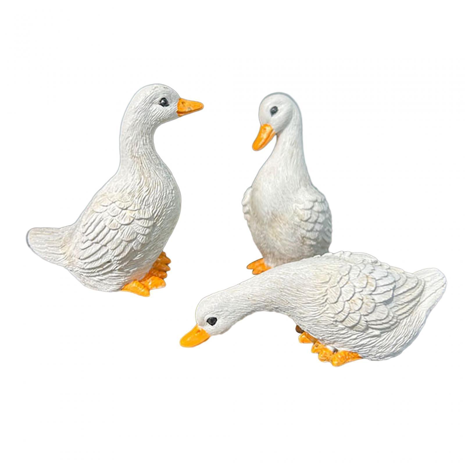 3x Resin Statues Desktop Ornaments Cute Garden Decor Duck Statues Home Decor for Farmhouse Indoors Courtyard Outside Outdoors
