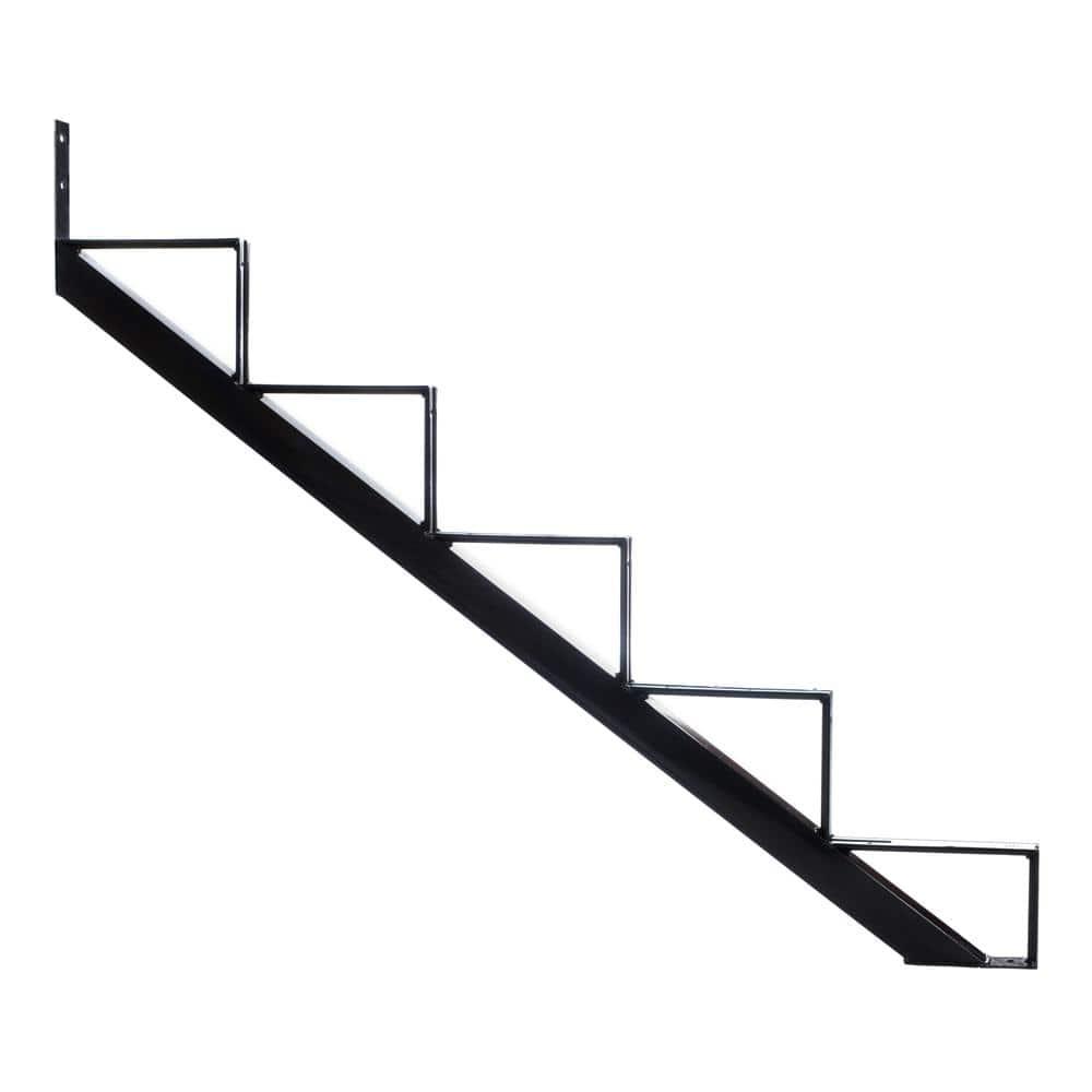 Black Painted Steel 5-Step Outdoor Stair Stringer