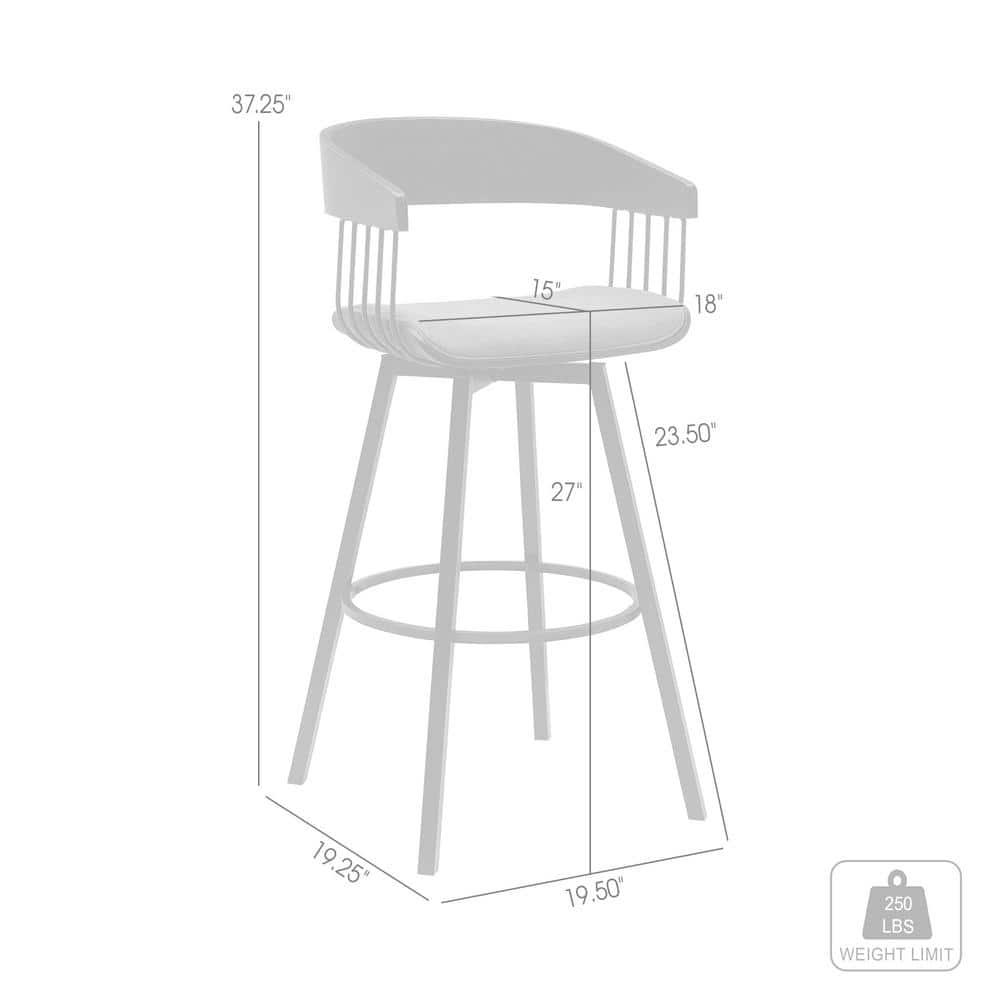 Armen Living Indoor Athena 27" Swivel Black Wood Counter Stool in Blue Fabric with Black Metal