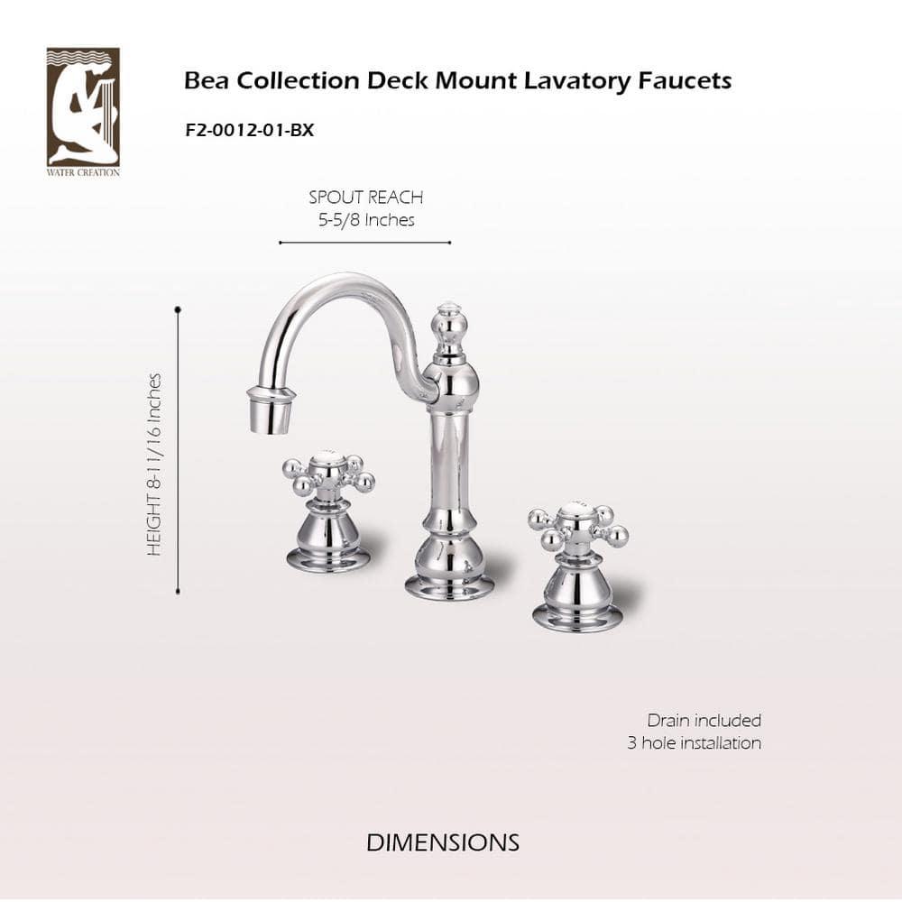 Water Creation F2-0012-01-BX American 20th Century Classic Widespread Lavatory F2-0012 Faucets - Silver & Chrome