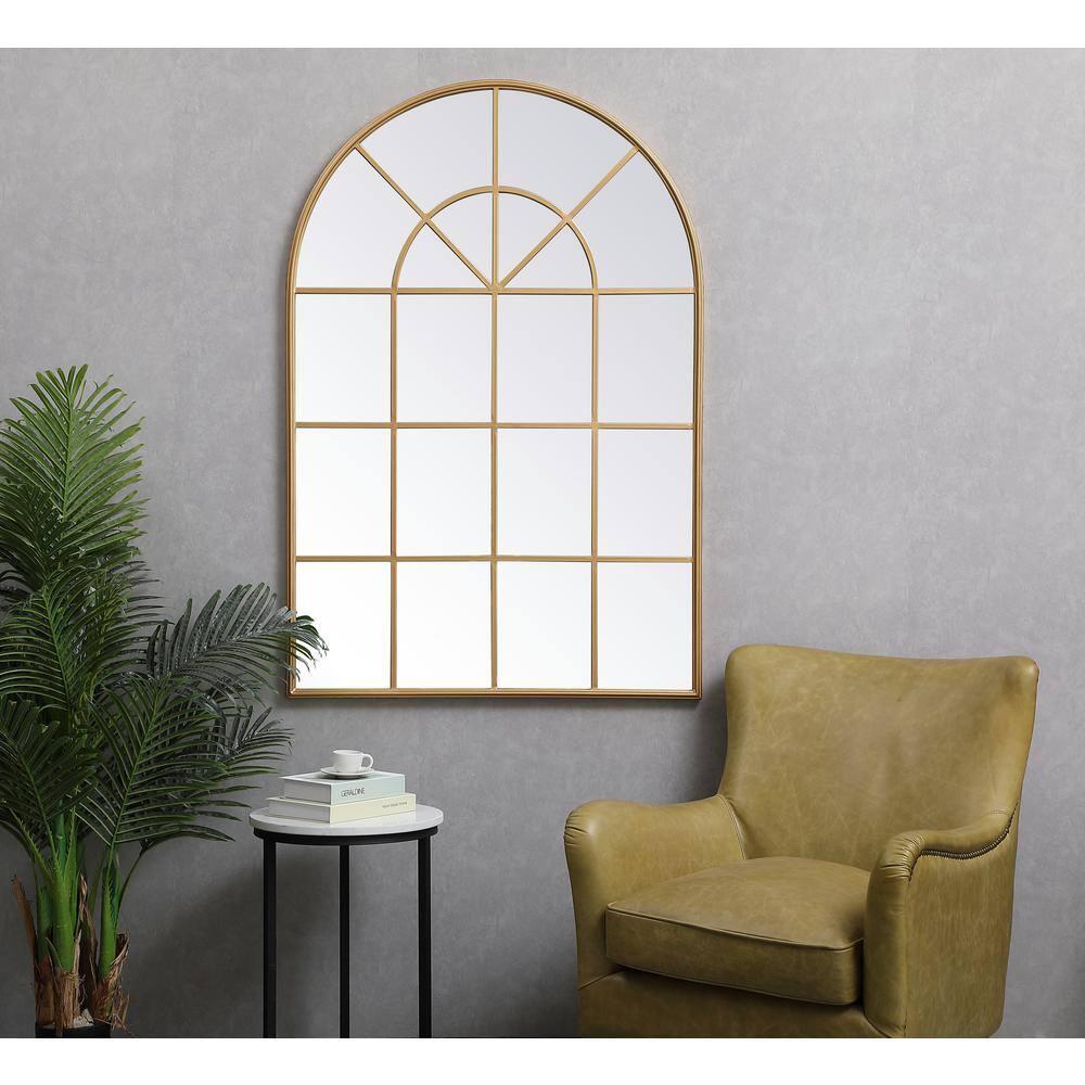 Elegant Decor Metal windowpane mirror 36 inch x 53 inch in Brass
