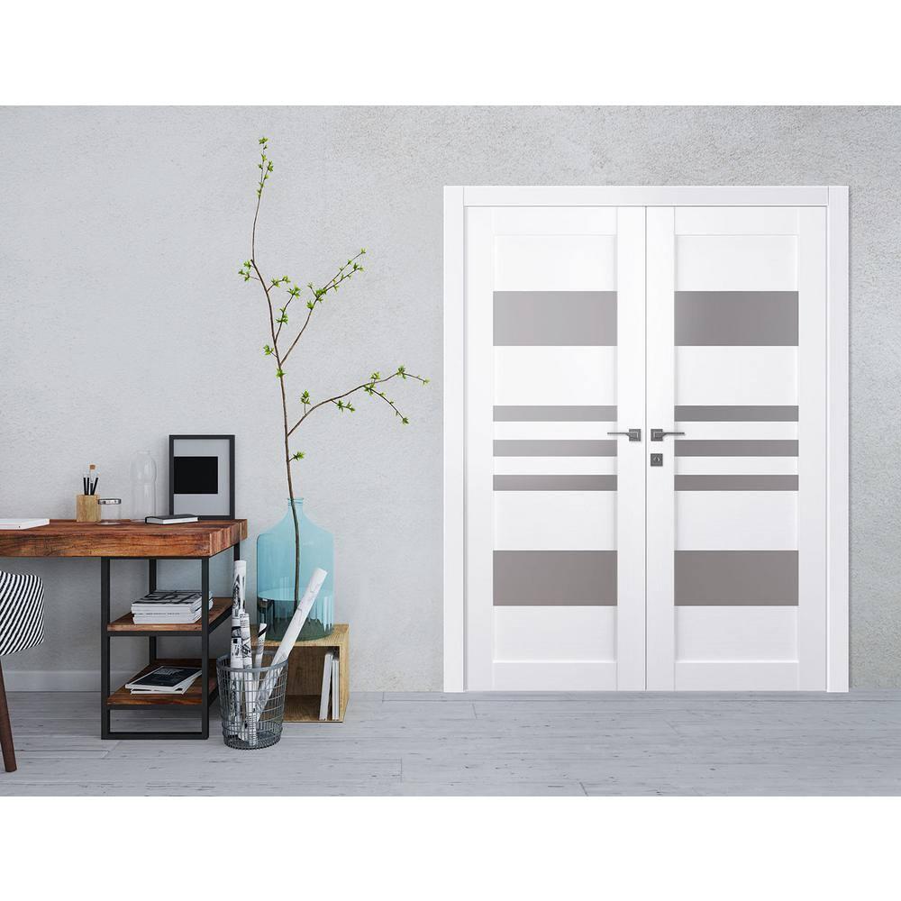 Belldinni Leti Solid Manufactured Wood and Glass Paneled Prefinished Double French Door