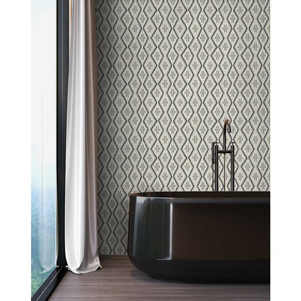 Modern Heirloom White and Black Vinyl Peel and Stick Wallpaper