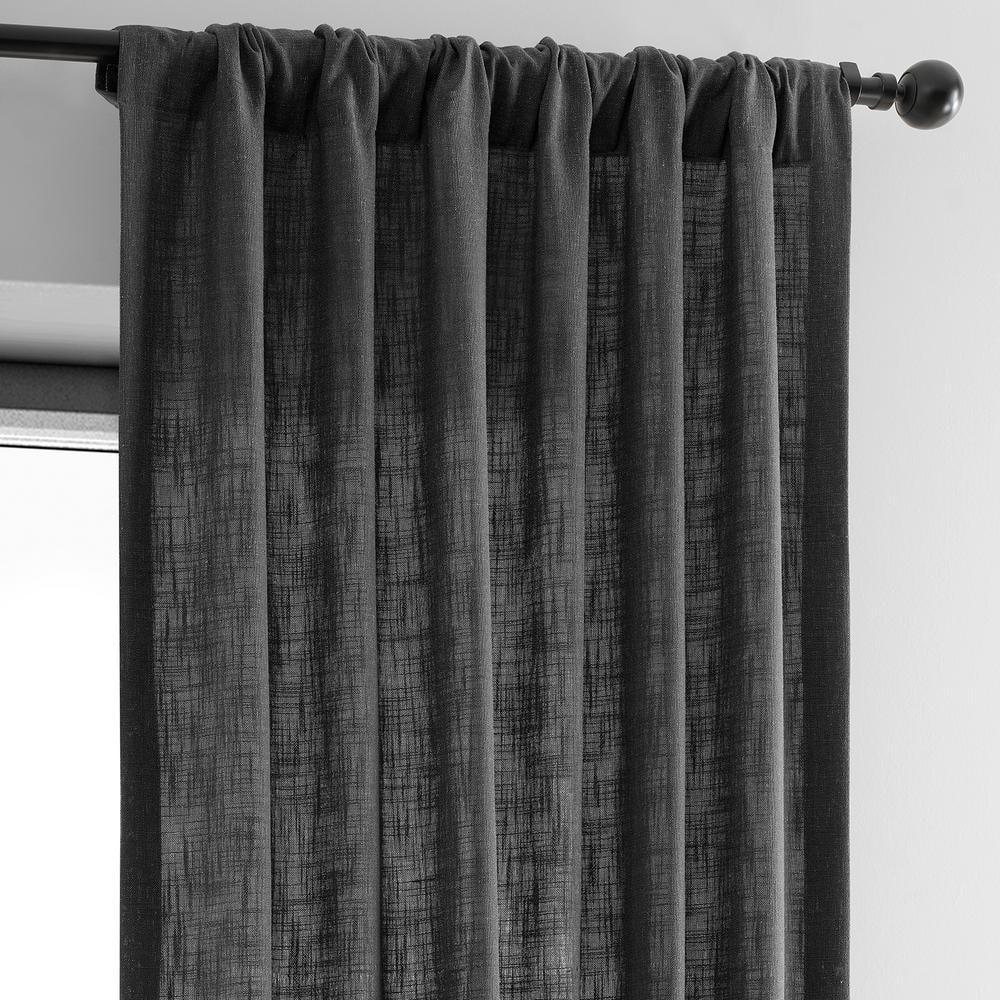 Slate Grey Heavy Faux Linen Curtain (1 Panel), Slate Grey, 50W X 96L