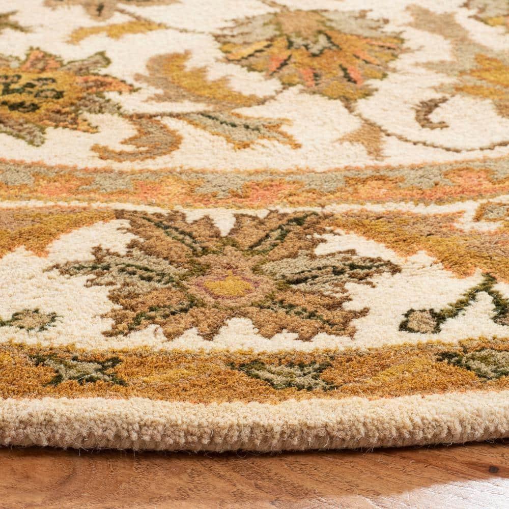 Handmade Olive and Gold Tufted Wool Accent Rug 30" x 5"