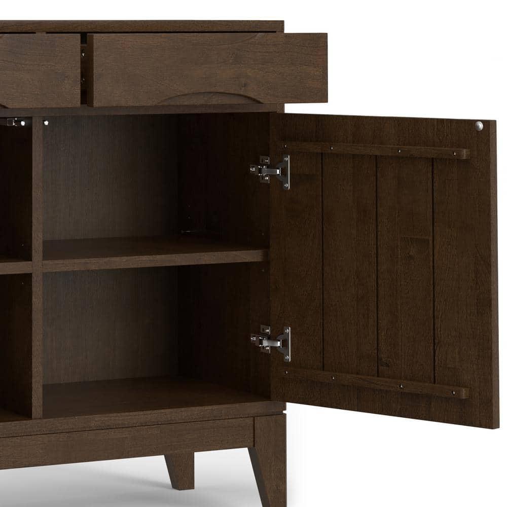 Simpli Home Harper 40"W Solid Wood 2-Shelf Mid-Century Modern Entryway Storage Cabinet with 2 Drawers