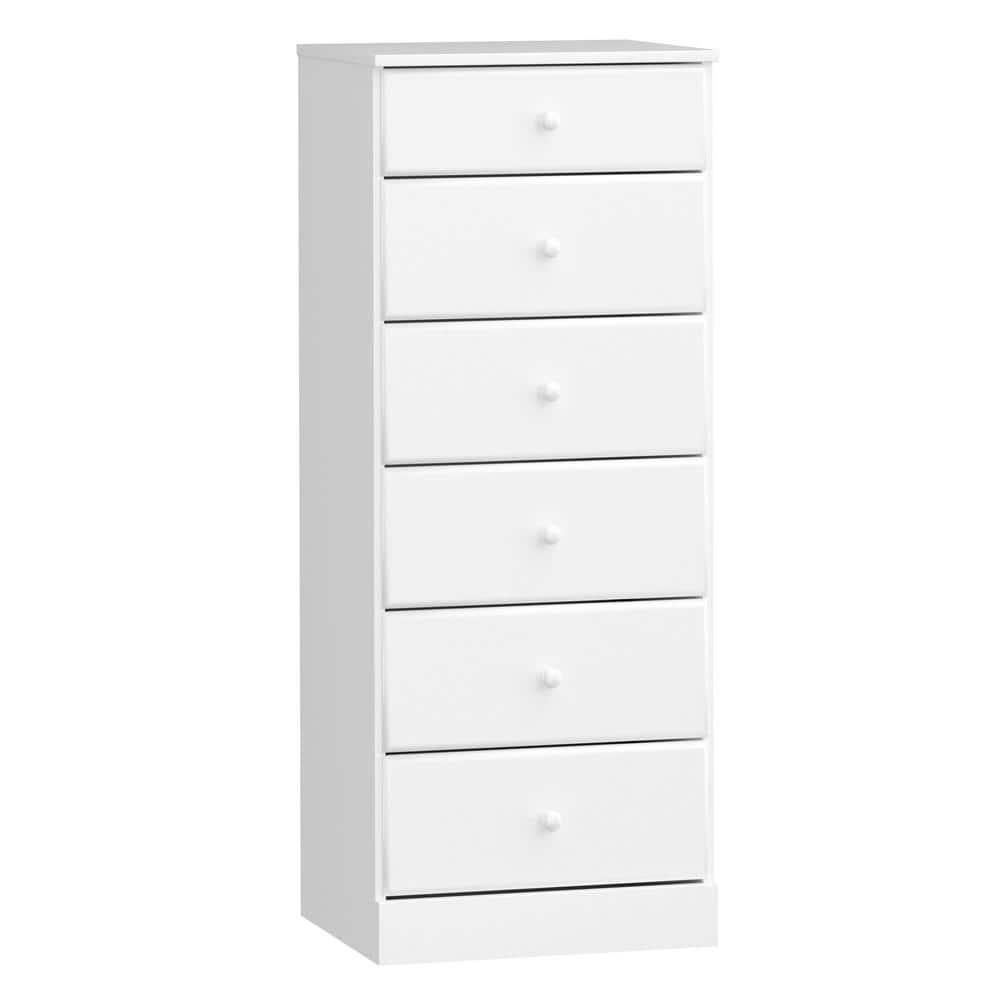 6 Drawers Astrid Vertical Dresser White - Prepac: Laminated Composite Wood, 5 Year Warranty, Nursery Storage