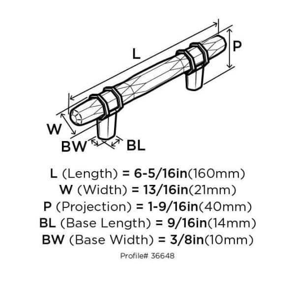 Amerock Carrione 3-3/4-in , 96mm Center to Center Marble Black/Polished Nickel Cylindrical Bar