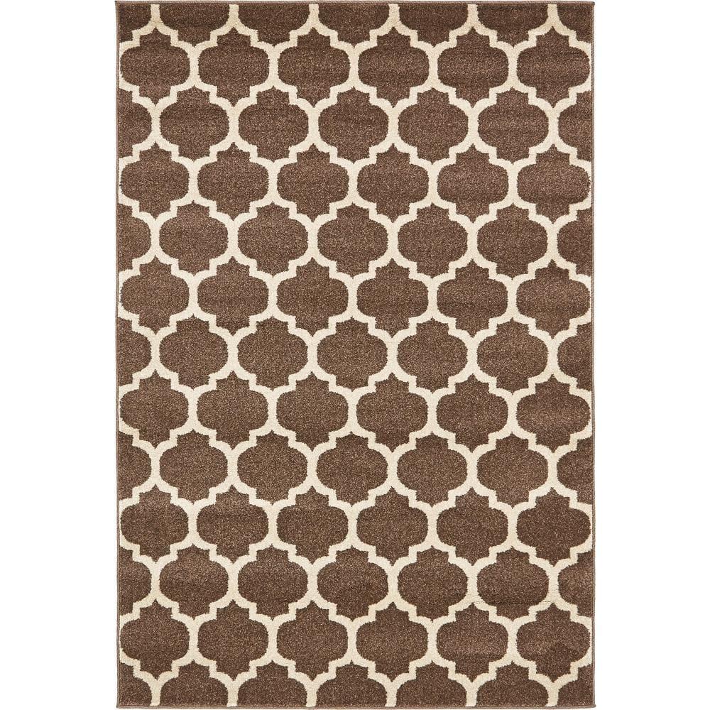 Unique Loom 4' 1 x 6' 1 Trellis Philadelphia Brown Area Rug