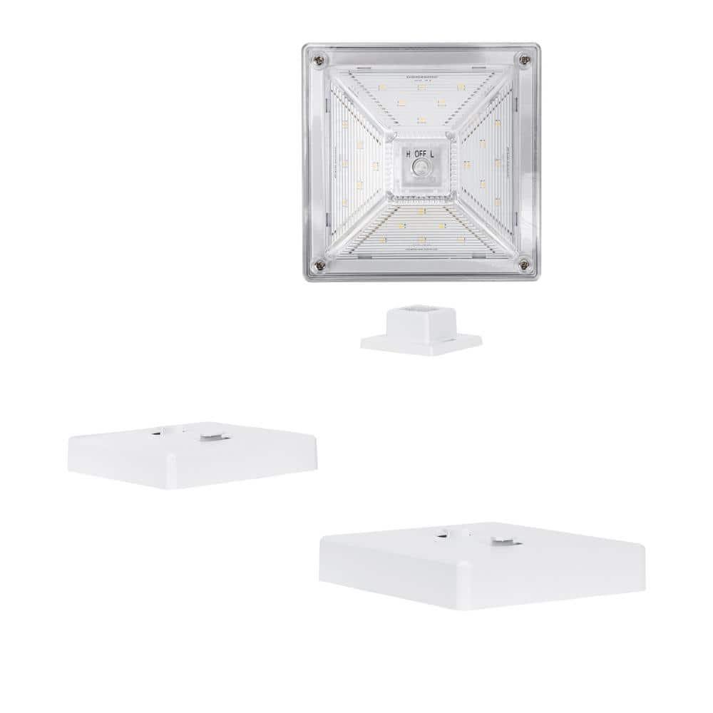Gama Sonic Luxor Black 4x4 and 5x5 Solar LED Deck Post Cap Light with Warm White and Hi/Lo Mode for Backyard and Wood Fence(2-Pack) (Set of 2)