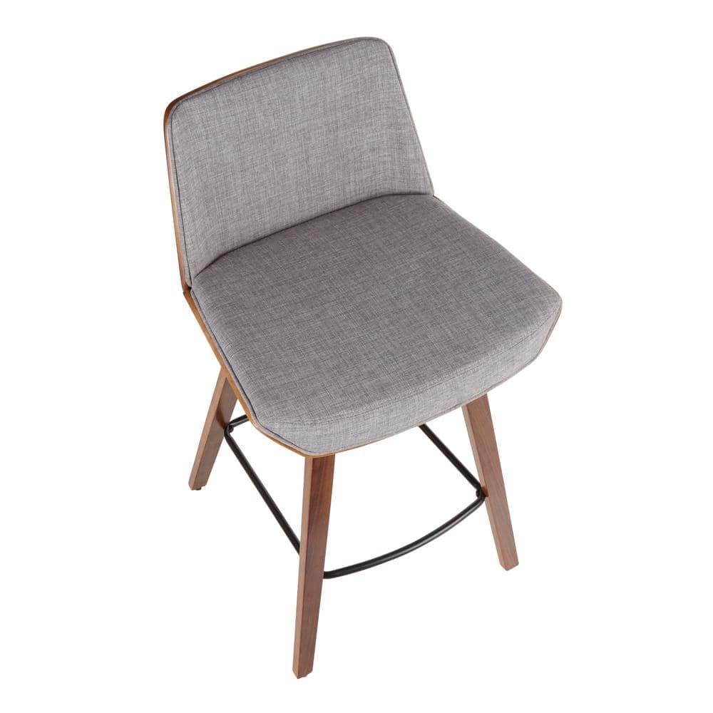 Corazza Mid Century Modern Counter Height Barstool Light Gray - LumiSource: Upholstered Seat, Wood Legs