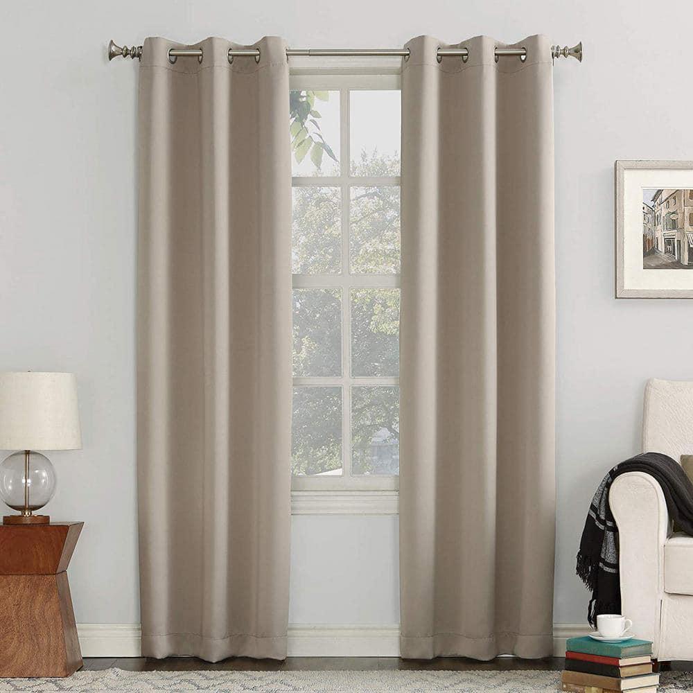 40"x63" Sun Zero Blackout Kenneth Energy Saving Grommet Curtain Panel Stone